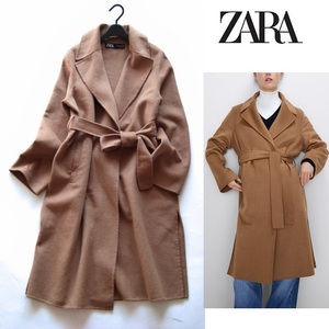 ザラZARA　ベルト付きウールコート　Mサイズ　キャメル＊ブラウン