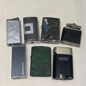 ガスライター オイルライター 7点セット ZIPPO 喫煙グッズ MILD SEVEN RONSON Wind mill 喫煙具 ジッポ マイルドセブン ロンソン 中古 