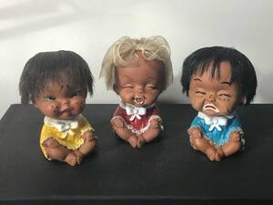 昭和レトロ 当時物 赤ちゃん ソフビ 人形 泣き顔／笑い顔／怒り顔 日本製 ビンテージドール コレクション 現状品