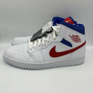 新品 NIKE ナイキ AIR JORDAN 1 MID WHITE UNIVERSITY RED GAME ROYAL エアジョーダン1 ホワイトユニバーシティレッド US11 28cm 箱付き