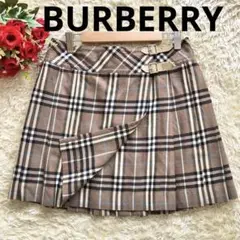 BURBERRY BLUE LABEL♪プリーツ巻きスカート　チェック　ウール