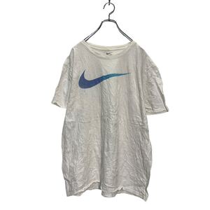 NIKE 半袖 ロゴTシャツ XL ホワイト ブルー ナイキ ビッグサイズ クルーネック スウォッシュ 古着卸 アメリカ仕入 a604-5509