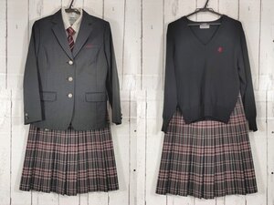 【as873】三重県 伊賀市立白鳳高校 女子用学生服 制服 ブレザー+セーター+長袖カッターシャツ+冬服スカート+ネクタイ◆h55