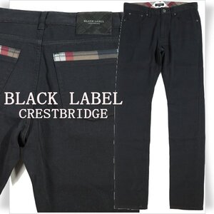 新品1円～★定価2.9万BLACK LABEL ブラックレーベル クレストブリッジ チェック ストレッチスキニーデニムパンツ M ジーンズ 黒◆5008◆