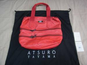 A.T ATURO TAYAMA アツロウタヤマ 馬革 バッグ 赤系 USED