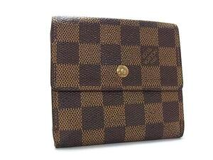 1円 LOUIS VUITTON ルイヴィトン N61652 ダミエ ポルトモネビエカルトクレディ 三つ折り 財布 ウォレット ブラウン系 FK2263