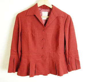 ■Sybilla【シビラ】赤 えんじ系 ステッチ 裾 デザイン ジャケット M
