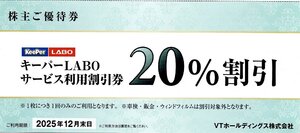 VTホールディングス 株主優待券 【キーパーLABO・20%割引ほか１冊】