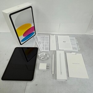 P204-W11-1787 Apple iPad タブレット 本体 MPQ03J/A A2696 第10世代 64GB 2022年 シルバー/タッチペン MUWA3ZA/A A3085 箱説付 通電OK ②