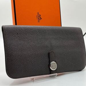 鑑定済【正規品】 HERMES エルメス ドゴン ロング トゴ ロングウォレット エトゥープ シルバー金具 □O:2011年 メンズ レディース 長財布