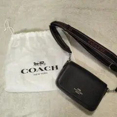 極美品　COACH ブラック ショルダーバッグ 収納袋付き