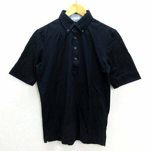 ●日本製■シップス/SHIPSボタンダウン 半袖ポロシャツ■紺【4】MENS/細身