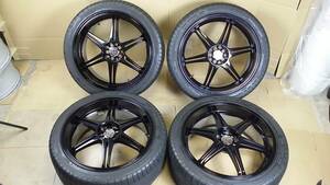 ☆リペイント CRIMSON LINEA SPORT BE5 RSK 18×7.5J +52 100-5H accelera 225/40ZR18 4本 プリウス 86 BRZ レガシィ インプレッサ等