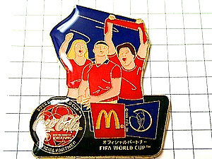 ピンバッジ・サッカーワールドカップ日本韓国マクドとコーラ◆フランス限定ピンズ◆レアなヴィンテージものピンバッチ