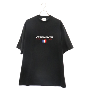 VETEMENTS ヴェトモン 18SS オートクチュールロゴ刺繍半袖Tシャツ MSS18TR38 ブラック