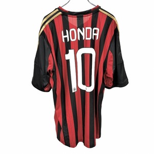 アディダス adidas サッカー イタリア ACミラン 背番号10番 HONDA 本田圭佑 レプリカユニフォーム 半袖 ポリ100% 4XO 4XL 5L 赤 メンズ