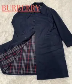 BURBERRY 中地ノバチェック コート ロングコート 黒