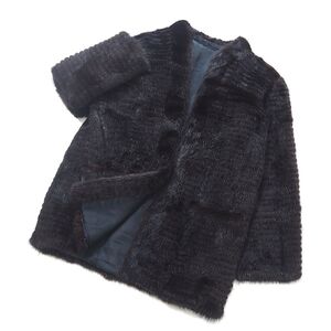 4-ZKF830 【美品】ダークミンク MINK ミンクファー 最高級毛皮 ハーフコート ダークブラウン 11 レディース