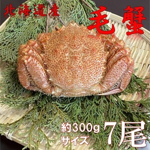 【北海道産】毛蟹　300ｇ前後サイズ　7尾　冷凍　ボイル済み　毛がに　けがに　蟹　かに　毛ガニ　