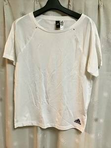 【adidas/アディダス】半袖Tシャツ/L★ホワイト★レディース★USED