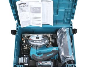 1円　【未使用】makita マキタ 125mm 充電式マルノコ HS005GRDX ブルー バッテリ2個 充電器付 z24-1989 z_t