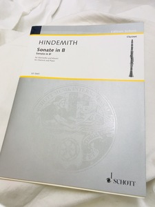 u42314 SCHOTT MUSIC HINDEMITH Sonate in B for Clarinet & Piano 中古