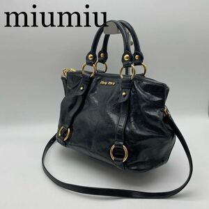 miumiu ミュウミュウ ハンドバッグ ショルダーバッグ 2way レザー ゴールド金具