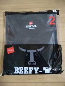 ビーフィー 2枚組 黒　ブラック メンズ ユニセックス Tシャツ 半袖 Ｓ Hanes ヘインズ BEEFY-T BEEFY ヘビーウェイト クルーネック