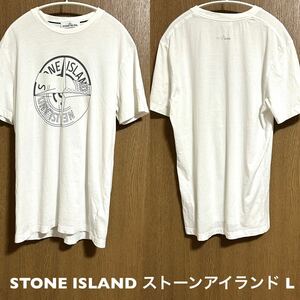 Lサイズ！ストーンアイランド 古着半袖Tシャツ 白 STONE ISLAND チュニジア製