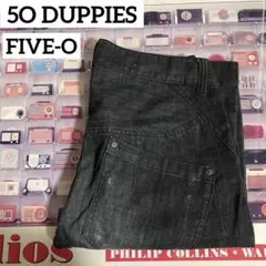 5ODUPPIES FIVE-O USEDダメージ加工ブラックデニムパンツバギー