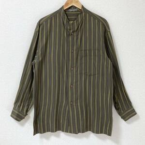 プルオーバー 80s 筆タグ ISSEY MIYAKE MEN 変形 ストライプ スタンドカラー 長袖 シャツ Mサイズ イッセイミヤケ VINTAGE archive 3120397