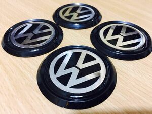 エンブレム 丸 48mm VW Volkswagen フォルクスワーゲン ブラック 黒 リム クラシック ロゴ ヴィンテージ ビートル VW空冷 空冷 空冷VW T1