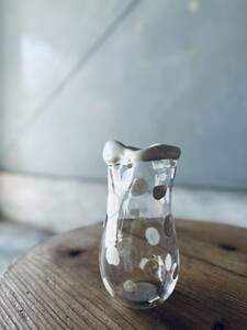 水玉　アート　花器　花瓶　インテリア　ディスプレイ　古道具　作家物　作家　吹きガラス　ガラス　ヴィンテージ　民芸