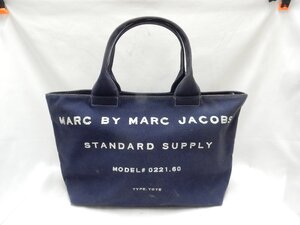 MARC BY MARC JACOBS マークバイマークジェイコブス スタンダードサプライ キャンバス トートバッグ ネイビー系 USED /2412D