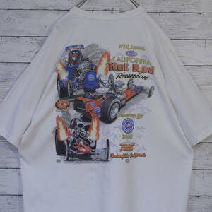 00s 2008 ギルダン GILDAN nhra アメリカ ホットロッド レーシングカーレース 両面プリント ヘビーウェイト Tシャツ XXL ホワイト 20202843