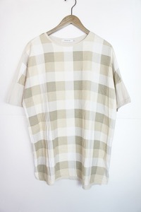 17SS nonnativeノンネイティブ CLERK TEE S/S COTTON NEL BLOCK CHECK PRINTED NN-C3123 チェック柄 Tシャツ 半袖カットソー ベージュ724N