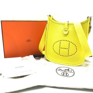 美品 HERMES エルメス エヴリン TPM トリヨン イエロー P金具 U刻印 ショルダー バッグ k946