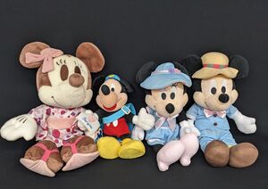 kk455● ディズニー/Disney ミッキーマウス & ミニーマウス ぬいぐるみ計4体まとめて 一番くじ ラストワン賞 セガプライズ NTT電報/100