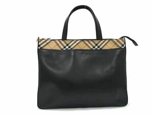 1円 BURBERRY バーバリー レザー ハンドバッグ トートバッグ レディース ブラック系 AZ5240