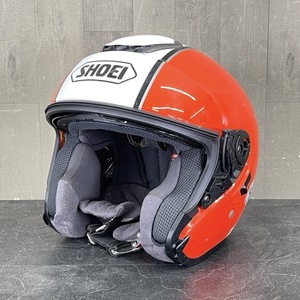 SHOEI J-Cruise ジェットヘルメット 【中古】 ショーエイ オレンジ 白 Lサイズ 59cm PSCマーク有 バイク用品/59045