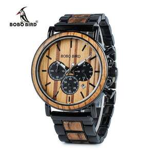 お得! BOBO BIRD Wooden Watch Men erkek kol saati Luxury Stylish Wood Timepieces Chronograph Mili