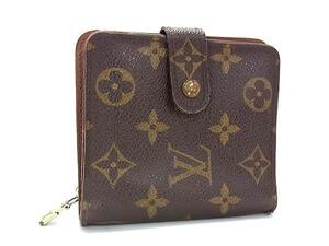 1円 LOUIS VUITTON ルイヴィトン M61667 モノグラム コンパクトジップ 二つ折り 財布 ウォレット 小銭入れ 札入れ ブラウン系 FJ4511