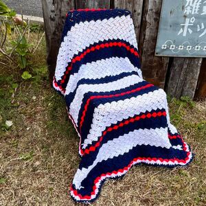 【USA vintage】Granny Blanket Tricolore グラニーブランケット　トリコロール　ひざ掛け　アメリカ　ビンテージ