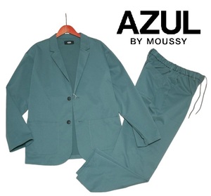 新品!! アズールバイマウジー リラックス イージー セットアップ ライトブルー (L-XL) ☆ AZUL BY MOUSSY メンズ 防シワ スーツ 春秋 LL