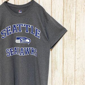 Majestic マジェスティック NFL Seattle Seahawks シアトル・シーホークス プリント Tシャツ L USA古着 アメリカ古着