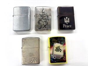 １円スタート ZIPPO ジッポライター オイルライター PEACE イニシャルK その他 おまとめ5点 【K000273】