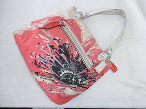 コーチ COACH ショルダーバッグ キャンバス ホワイトｘピンク L1182-19029 中古良品