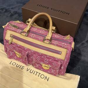 入手困難【LOUIS VUITTON】ルイ・ヴィトン ボストンバッグ フューシャ 茶/ピンク ネオスピーディ モノグラムデニム M95214