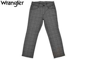 K-1396★超美品★Wrangler ラングラー L04002★グレー灰 チェック ストレッチ スポーツやゴルフにも ストレートジーンズ W33