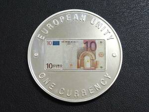 ●外国硬貨 ザンビア 1999年 欧州連合 単一通貨ユーロ導入記念 カラーコイン 1000クワチャ・プルーフ銀メッキ白銅貨